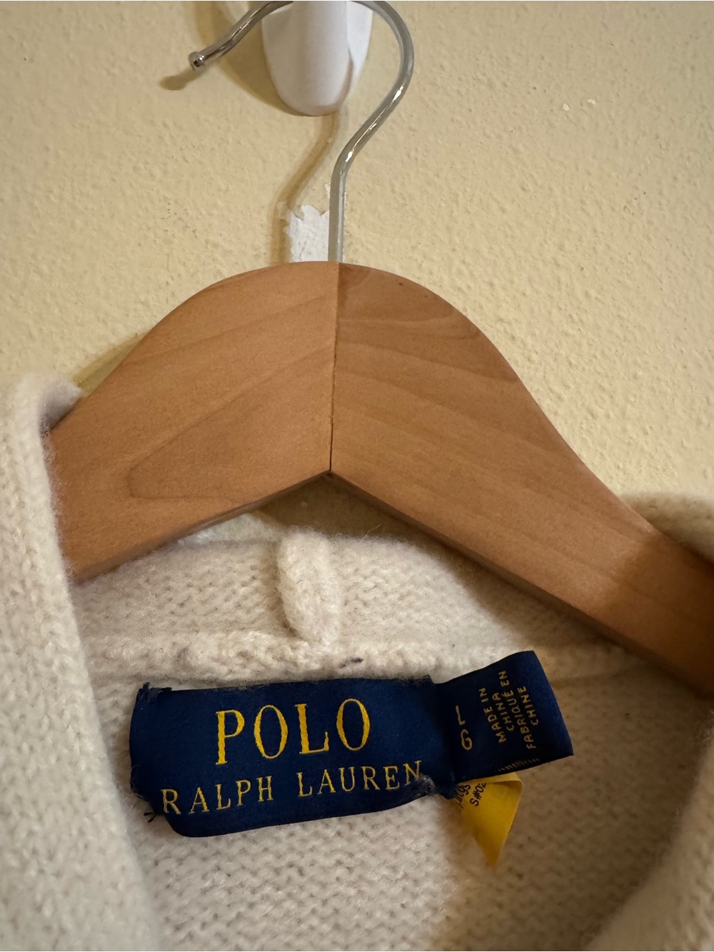 Polo Ralph Lauren Ski Bear Sweater Pullover Knit Hoodie Cream Large - Picture 7 of 11
